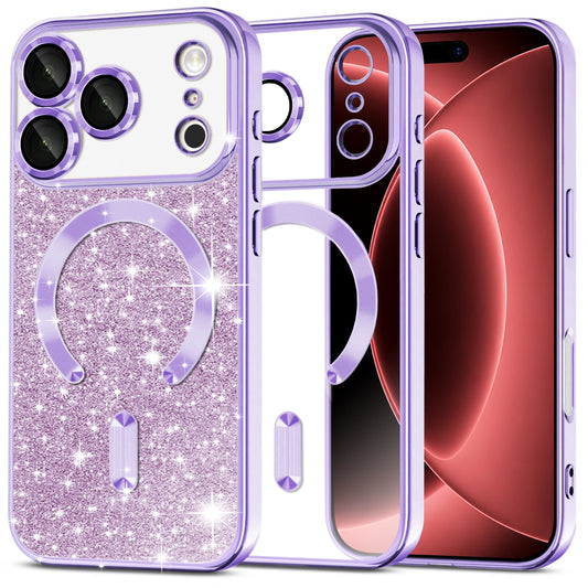 MagSafe futrola za Apple iPhone 18 Pro Max / 17 Pro Max, Techsuit, Luxury Glitter, Svijetlo Ljubičasta