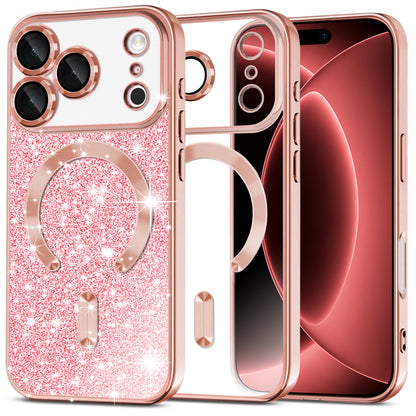 MagSafe futrola za Apple iPhone 18 Pro Max / 17 Pro Max, Techsuit, Luxury Glitter, Ružičasto Zlatna