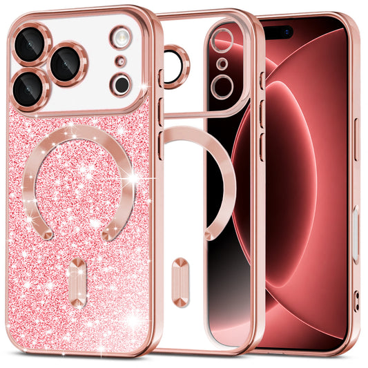 MagSafe futrola za Apple iPhone 18 Pro Max / 17 Pro Max, Techsuit, Luxury Glitter, Ružičasto Zlatna