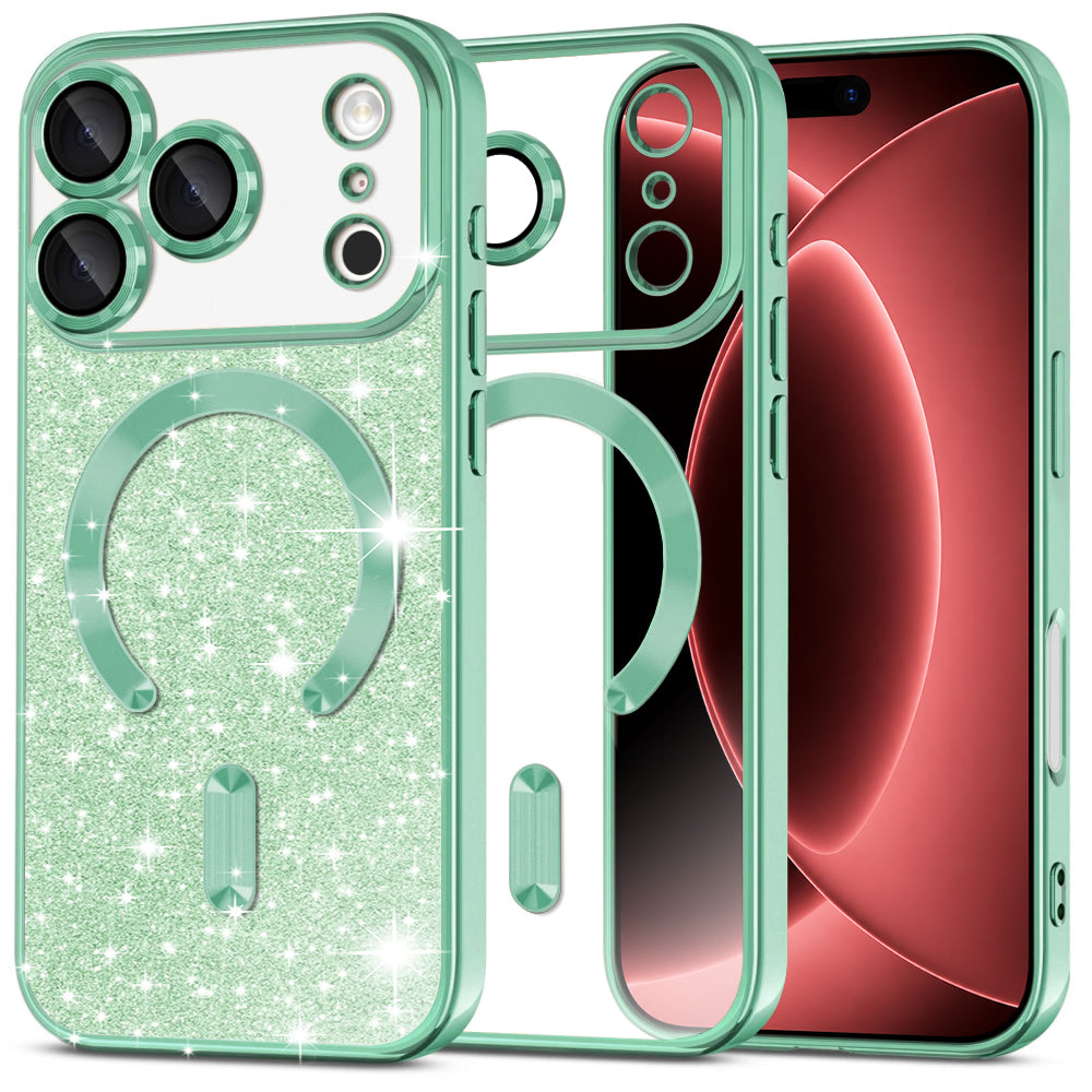 MagSafe futrola za Apple iPhone 18 Pro Max / 17 Pro Max, Techsuit, Luxury Glitter, Svijetlo Zelena