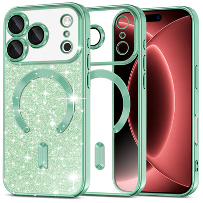 MagSafe futrola za Apple iPhone 18 Pro Max / 17 Pro Max, Techsuit, Luxury Glitter, Svijetlo Zelena