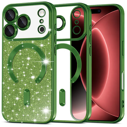 MagSafe futrola za Apple iPhone 18 Pro Max / 17 Pro Max, Techsuit, Luxury Glitter, Tamno Zelena