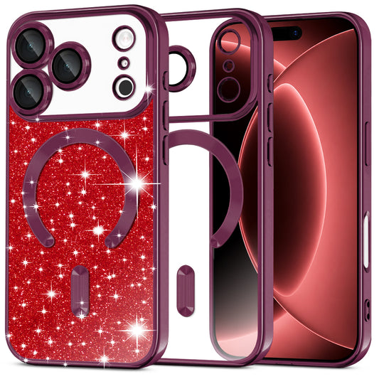 MagSafe futrola za Apple iPhone 18 Pro Max / 17 Pro Max, Techsuit, Luxury Glitter, Tamno Bordo