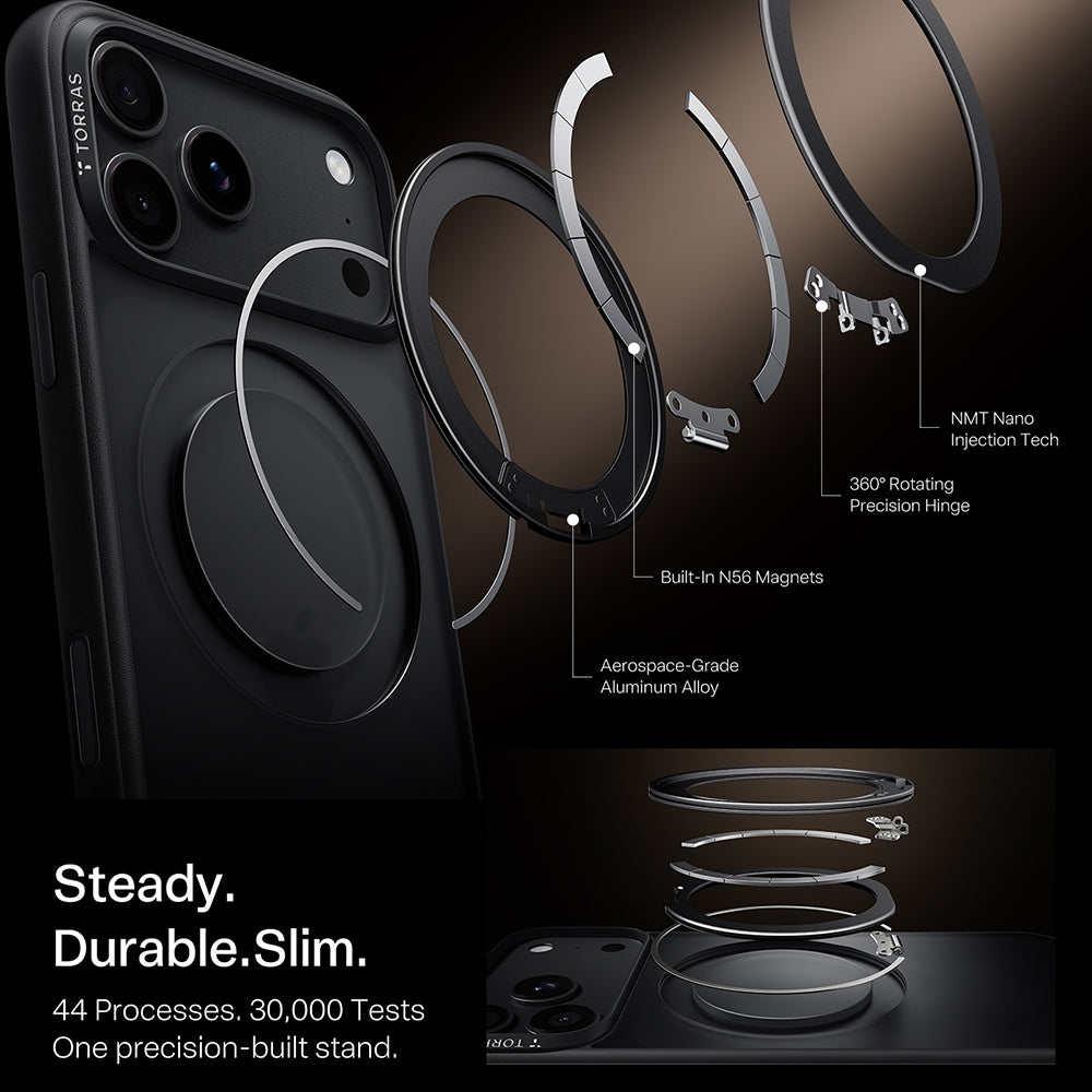 MagSafe futrola za Apple iPhone 18 Pro Max / 17 Pro Max, Torras, Ostand O1 Guardian, Crna
