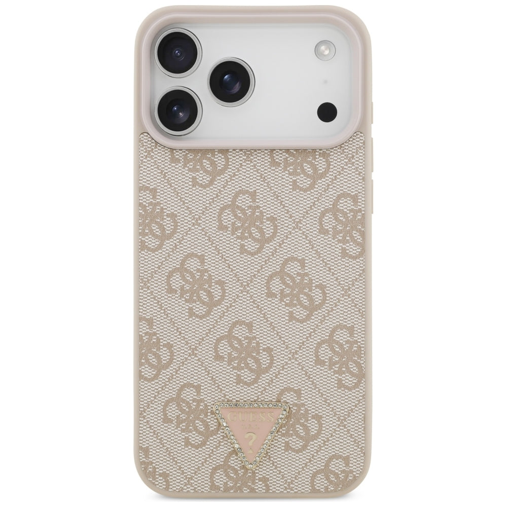 MagSafe maska za Apple iPhone 18 Pro Max, Guess, 4G Triangle Strass, Roza
