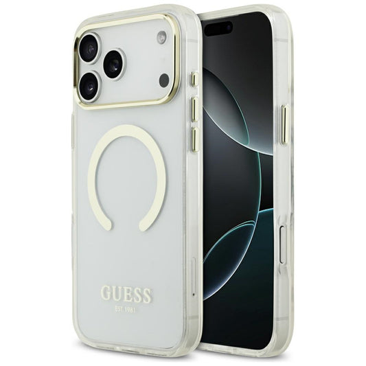 MagSafe maska za Apple iPhone 18 Pro Max, Guess, Metal Outline, Zlatna