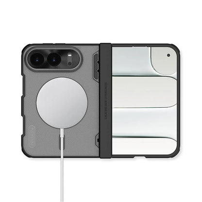 MagSafe maska za Apple iPhone Duo, Nillkin, Super Frosted Shield, crna prozirna satenska