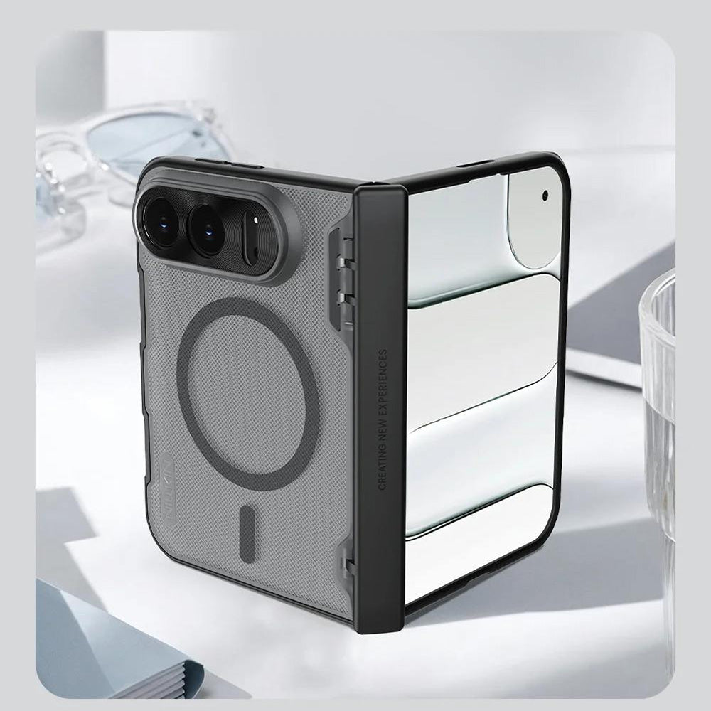 MagSafe maska za Apple iPhone Duo, Nillkin, Super Frosted Shield, crna prozirna satenska