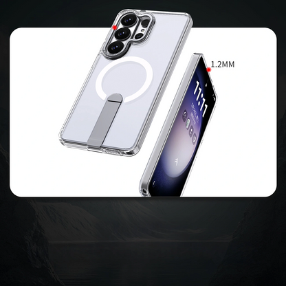 MagSafe futrola za Samsung Galaxy S26 S942, Hybrid Armor, X s postoljem, Prozirna