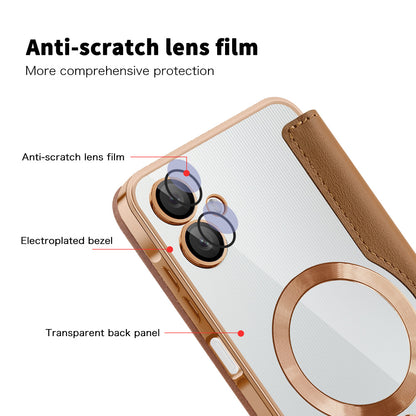 MagSafe futrola za Samsung Galaxy A06 A065, Techsuit, SmartMag Book, Smeđa
