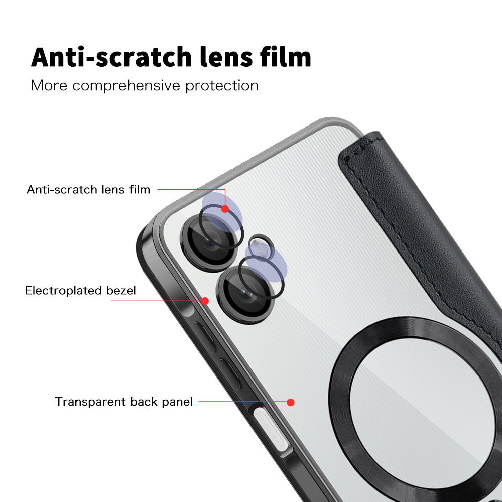 MagSafe futrola za Samsung Galaxy A06 A065, Techsuit, SmartMag Book, Crna