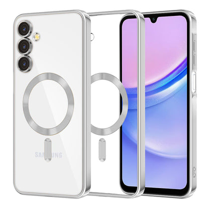 MagSafe maska za Samsung Galaxy A15 5G A156 / A15 A155, Techsuit, Luxury Crystal, Srebrna