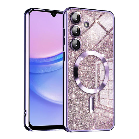 MagSafe futrola za Samsung Galaxy A15 5G A156 / A15 A155, Techsuit, Luxury Glitter, Svijetlo Ljubičasta
