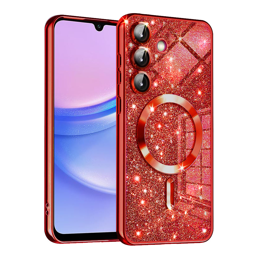 MagSafe futrola za Samsung Galaxy A15 5G A156 / A15 A155, Techsuit, Luxury Glitter, Crvena