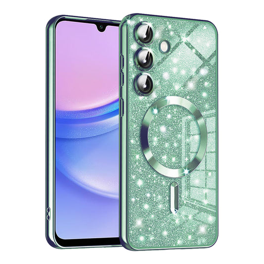 MagSafe futrola za Samsung Galaxy A15 5G A156 / A15 A155, Techsuit, Luxury Glitter, Svijetlo Zelena