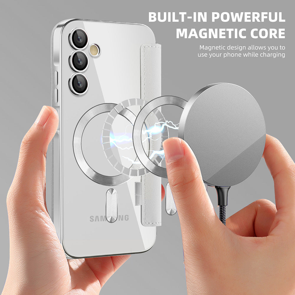MagSafe futrola za Samsung Galaxy A15 5G A156 / A15 A155, Techsuit, SmartMag Book, Siva