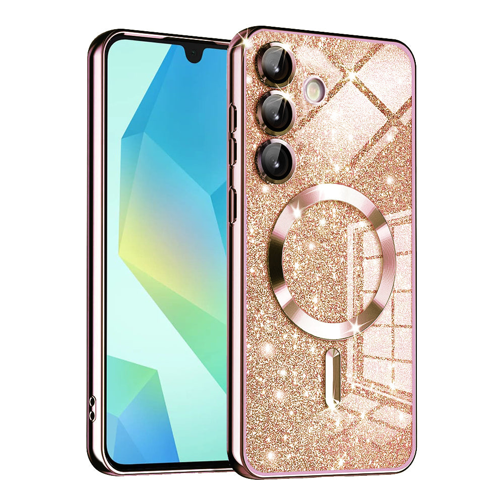 MagSafe futrola za Samsung Galaxy A16 5G A166 / A16 4G A165, Techsuit, Luxury Glitter, Ružičasto Zlatna