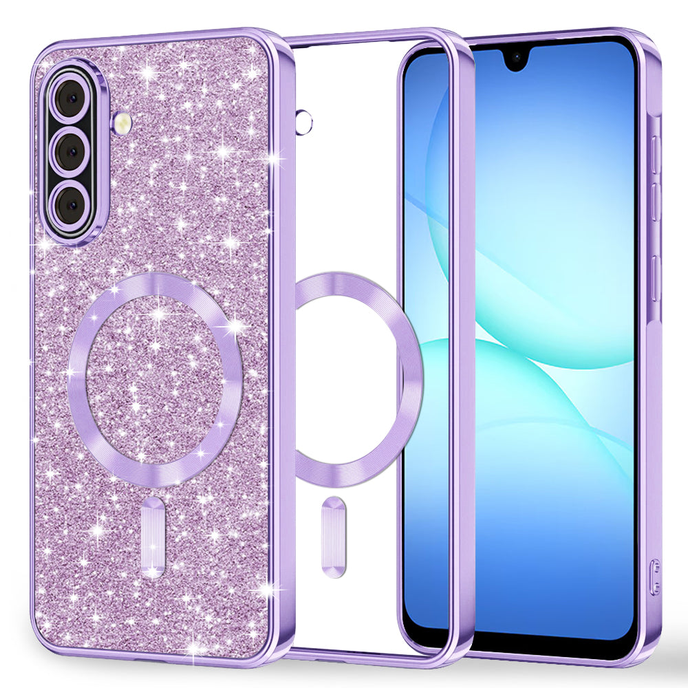 MagSafe maska za Samsung Galaxy A17 4G / A17 5G, Techsuit, Luxury Glitter, Svijetlo Ljubičasta
