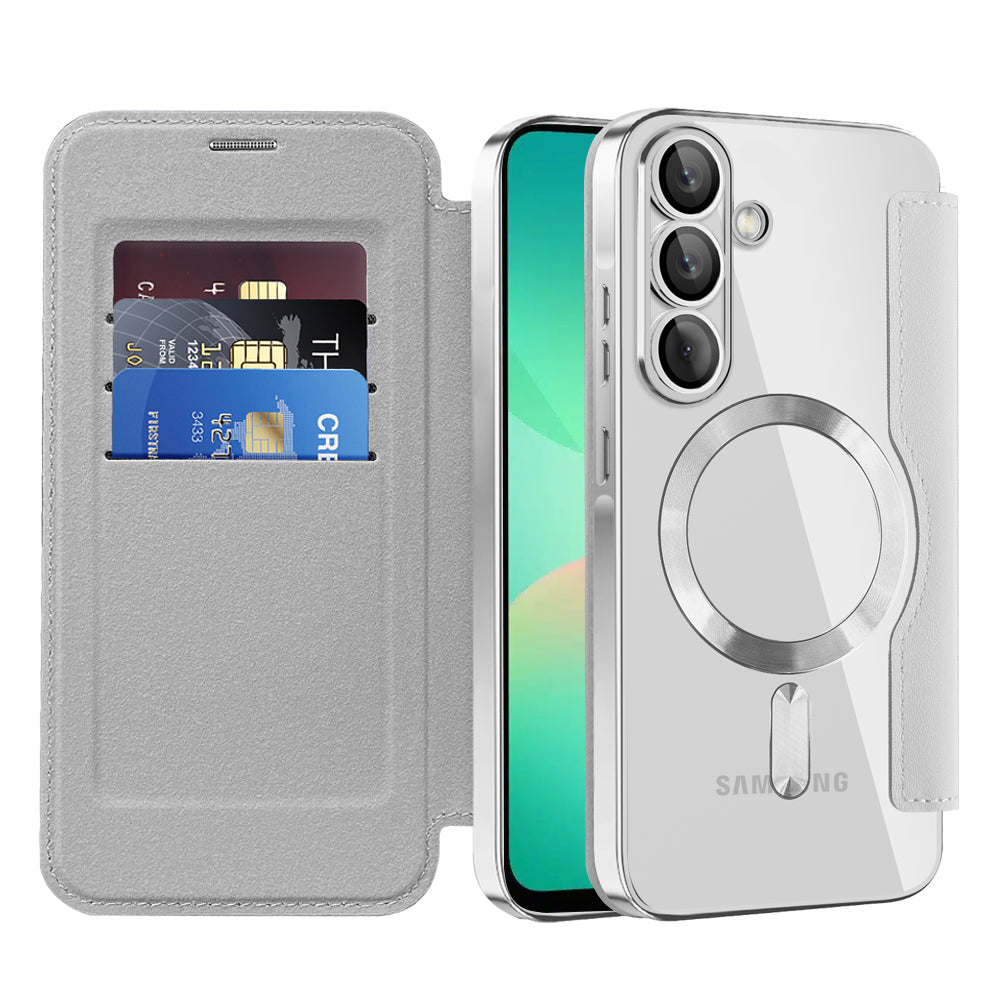 MagSafe futrola za Samsung Galaxy A26 A266, Techsuit, SmartMag Book, Siva