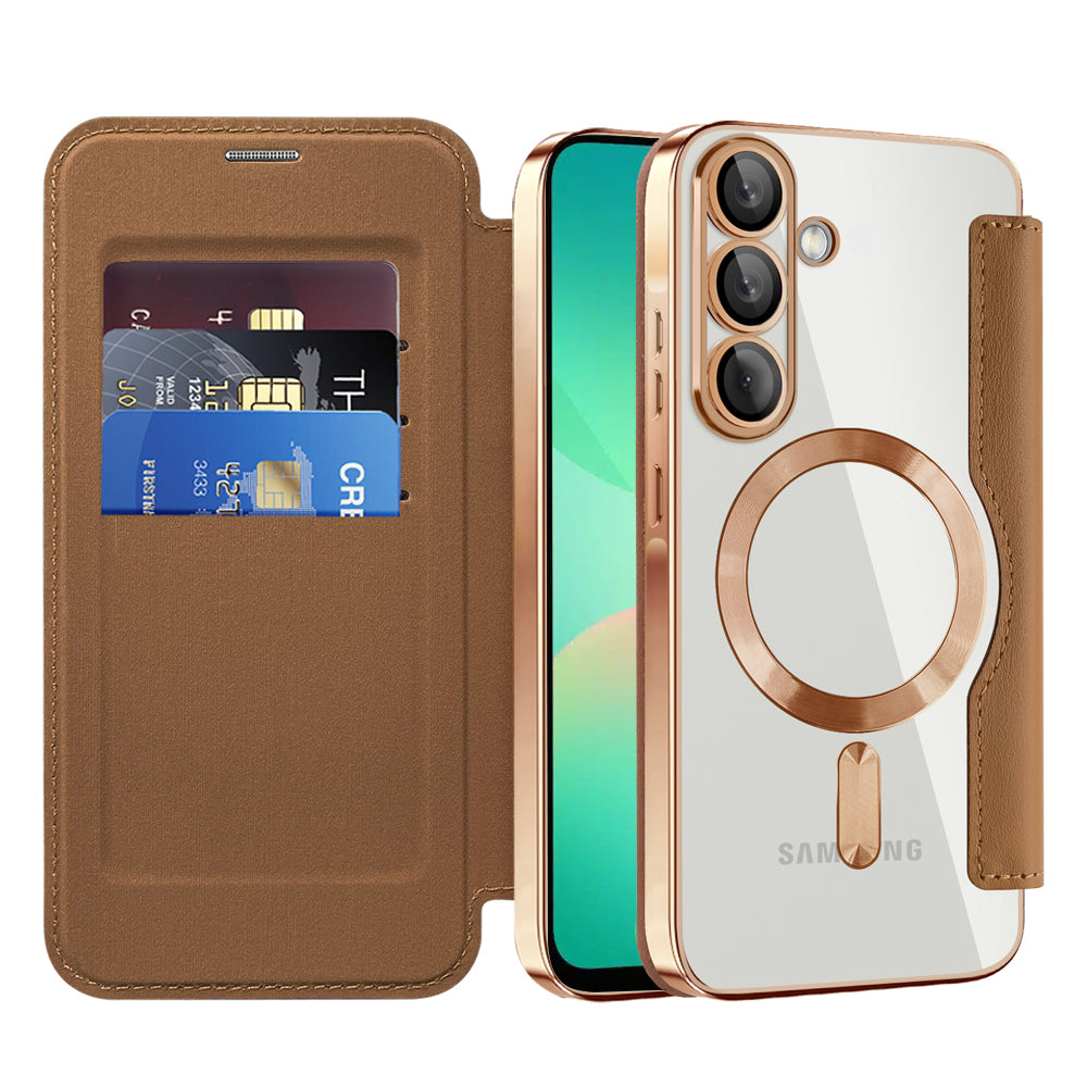 MagSafe futrola za Samsung Galaxy A26 A266, Techsuit, SmartMag Book, Smeđa