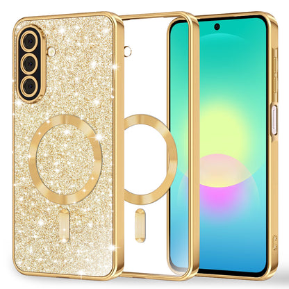 MagSafe maskica za Samsung Galaxy A27 5G, Techsuit, Luxury Glitter, Zlatna