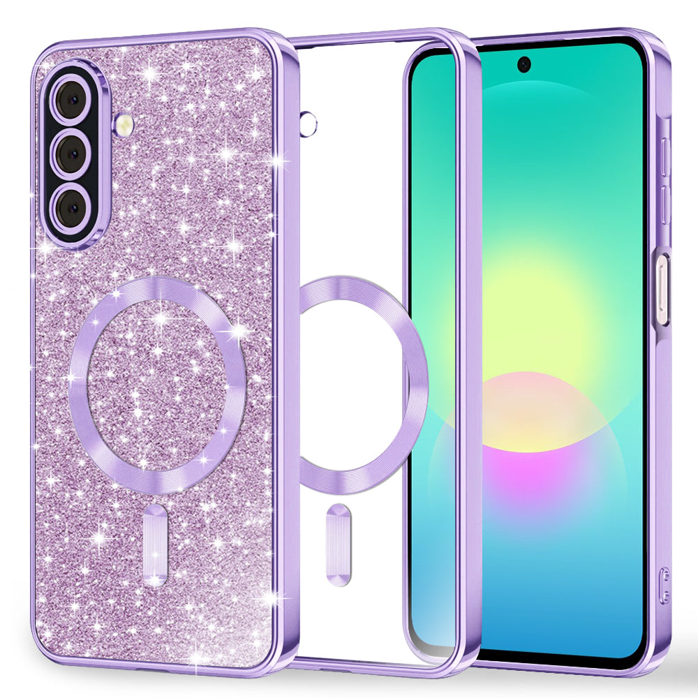 MagSafe futrola za Samsung Galaxy A27 5G, Techsuit, Luxury Glitter, Svijetlo Ljubičasta