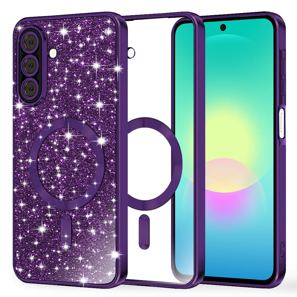 MagSafe maska za Samsung Galaxy A27 5G, Techsuit, Luxury Glitter, Tamno Ljubičasta