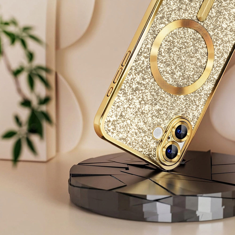 MagSafe maska za Samsung Galaxy A27 5G, Techsuit, Luxury Glitter, Tamno Ljubičasta