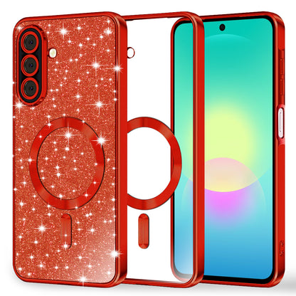 MagSafe maska za Samsung Galaxy A27 5G, Techsuit, Luxury Glitter, Crvena