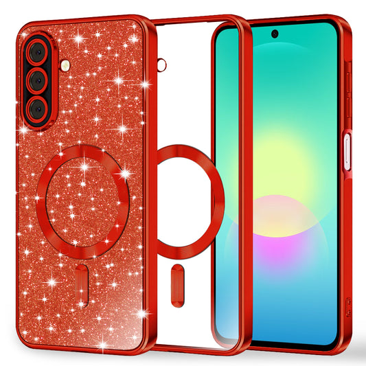 MagSafe maska za Samsung Galaxy A27 5G, Techsuit, Luxury Glitter, Crvena