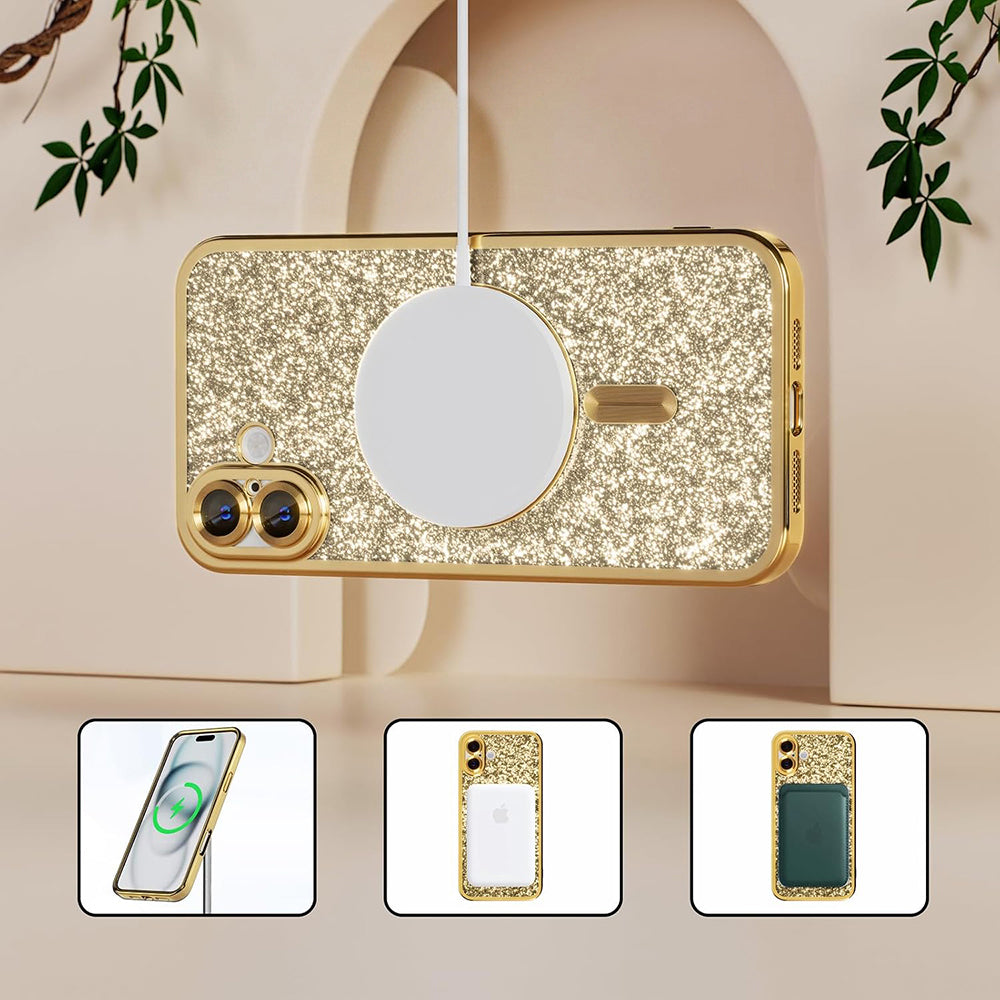 MagSafe maska za Samsung Galaxy A27 5G, Techsuit, Luxury Glitter, Crvena
