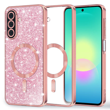 MagSafe maska za Samsung Galaxy A27 5G, Techsuit, Luxury Glitter, Ružičasto zlatna
