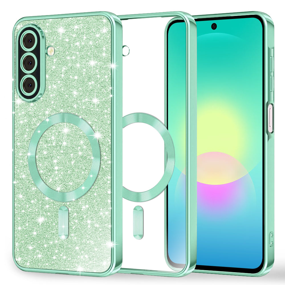 MagSafe maska za Samsung Galaxy A27 5G, Techsuit, Luxury Glitter, Svijetlo Zelena