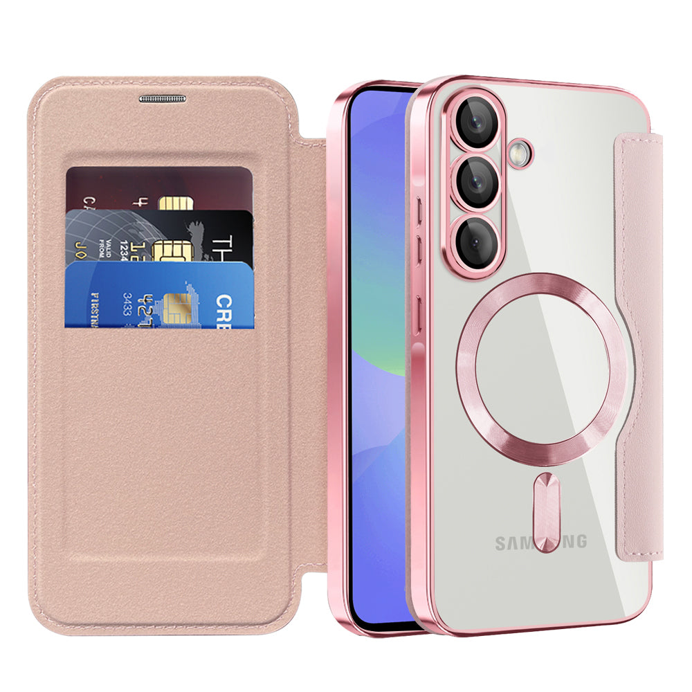 MagSafe futrola za Samsung Galaxy A36 A366, Techsuit, SmartMag Book, Roza