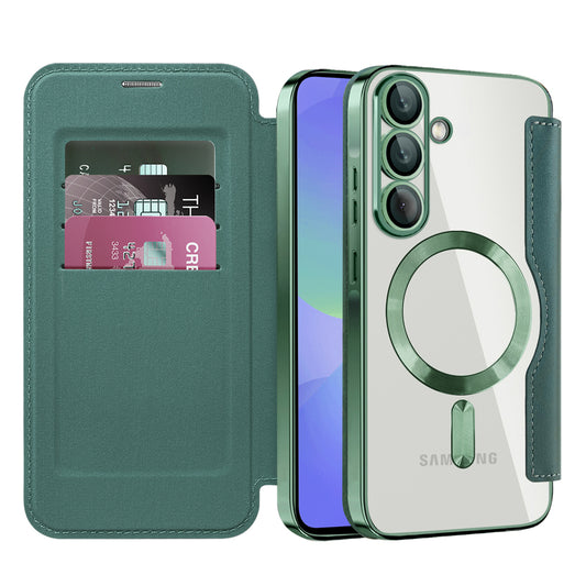MagSafe futrola za Samsung Galaxy A36 A366, Techsuit, SmartMag Book, Zelena