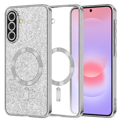 MagSafe futrola za Samsung Galaxy A37 5G, Techsuit, Luxury Glitter, Srebrna