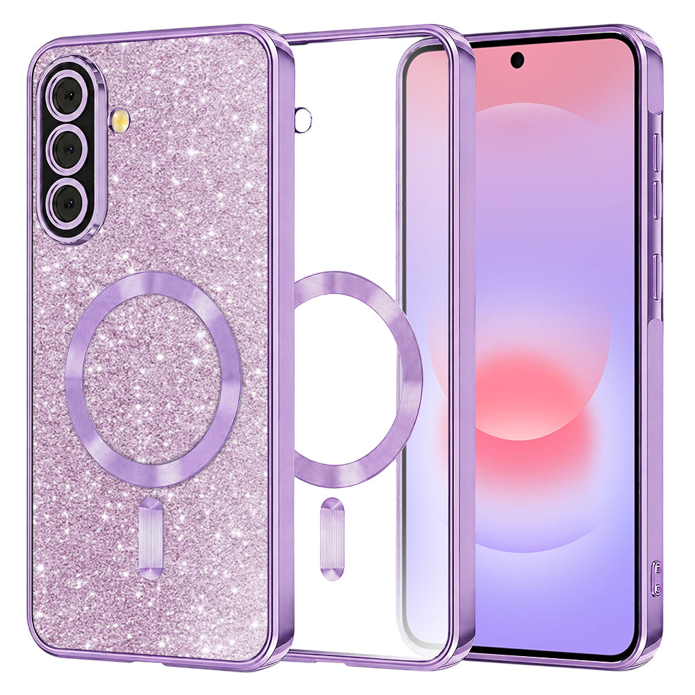 MagSafe maska za Samsung Galaxy A37 5G, Techsuit, Luxury Glitter, Svijetlo Ljubičasta