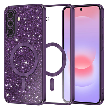 MagSafe maska za Samsung Galaxy A37 5G, Techsuit, Luxury Glitter, Tamno Ljubičasta