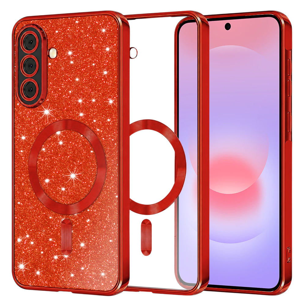 MagSafe maska za Samsung Galaxy A37 5G, Techsuit, Luxury Glitter, Crvena