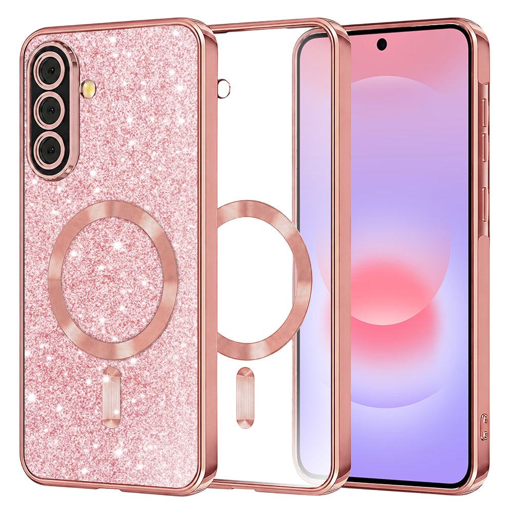 MagSafe futrola za Samsung Galaxy A37 5G, Techsuit, Luxury Glitter, Ružičasto Zlatna