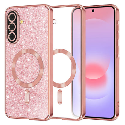 MagSafe futrola za Samsung Galaxy A37 5G, Techsuit, Luxury Glitter, Ružičasto Zlatna