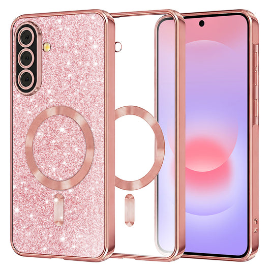 MagSafe futrola za Samsung Galaxy A37 5G, Techsuit, Luxury Glitter, Ružičasto Zlatna