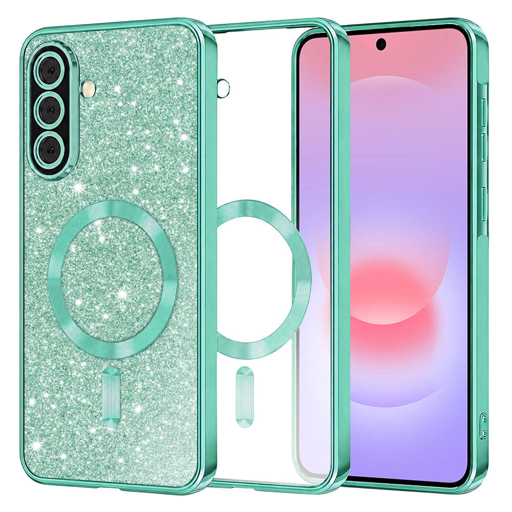 MagSafe futrola za Samsung Galaxy A37 5G, Techsuit, Luxury Glitter, Svijetlo Zelena