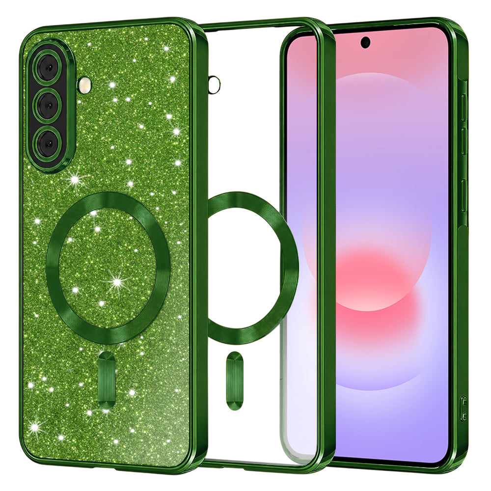 MagSafe futrola za Samsung Galaxy A37 5G, Techsuit, Luxury Glitter, Tamno Zelena