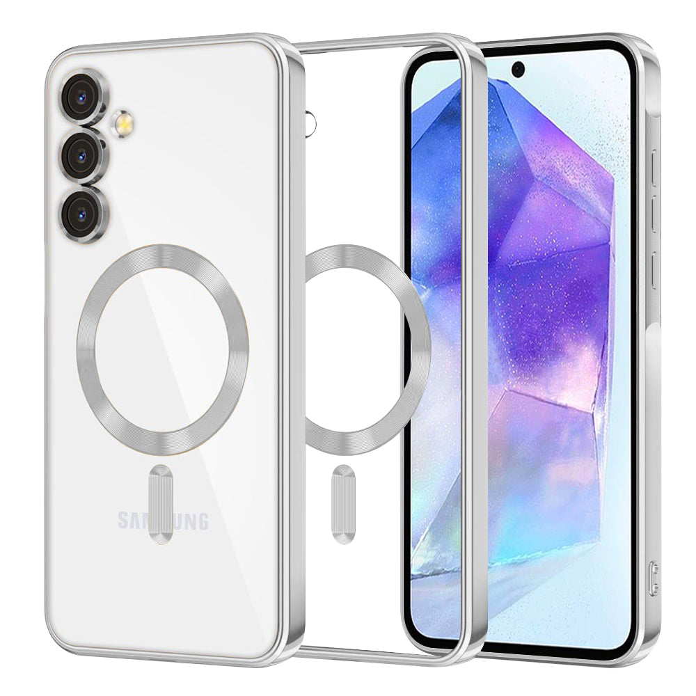 MagSafe maska za Samsung Galaxy A55 5G A556, Techsuit, Luxury Crystal, Srebrna