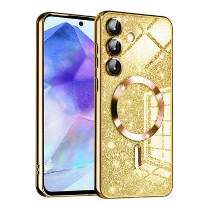 MagSafe maska za Samsung Galaxy A55 5G A556, Techsuit, Luxury Glitter, Zlatna