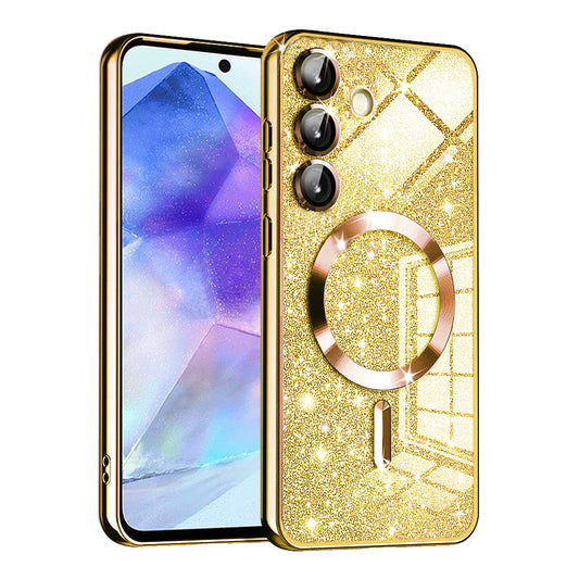 MagSafe maska za Samsung Galaxy A55 5G A556, Techsuit, Luxury Glitter, Zlatna