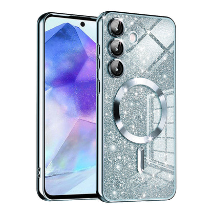MagSafe maska za Samsung Galaxy A55 5G A556, Techsuit, Luxury Glitter, Plava