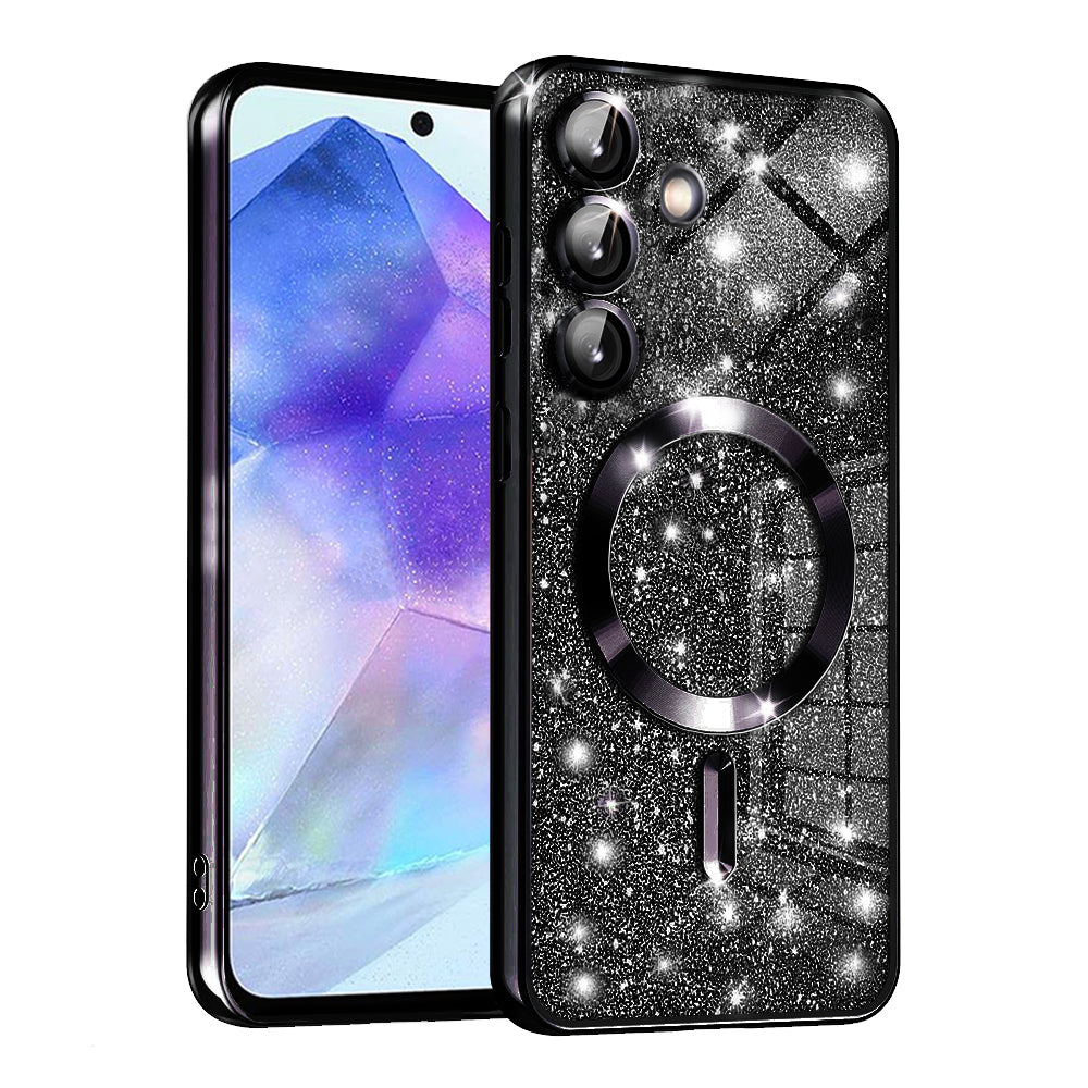 MagSafe futrola za Samsung Galaxy A55 5G A556, Techsuit, Luxury Glitter, Crna
