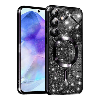 MagSafe futrola za Samsung Galaxy A55 5G A556, Techsuit, Luxury Glitter, Crna